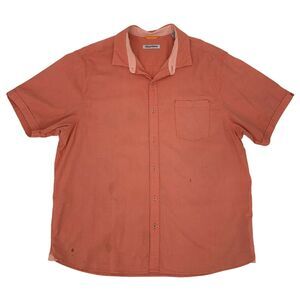 Tommy Bahama Shirt Men XXL 2XL Salmon Short Sleeve Button Up Cotton Tencel *READ